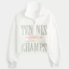 Easy Tennis Graphic Half-Zip Cutoff Sweatshirt,Easy Tennis Graphic Half-Zip Cutoff Sweatshirt