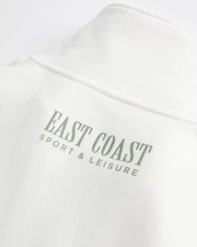 Easy Tennis Graphic Half-Zip Cutoff Sweatshirt,Easy Tennis Graphic Half-Zip Cutoff Sweatshirt