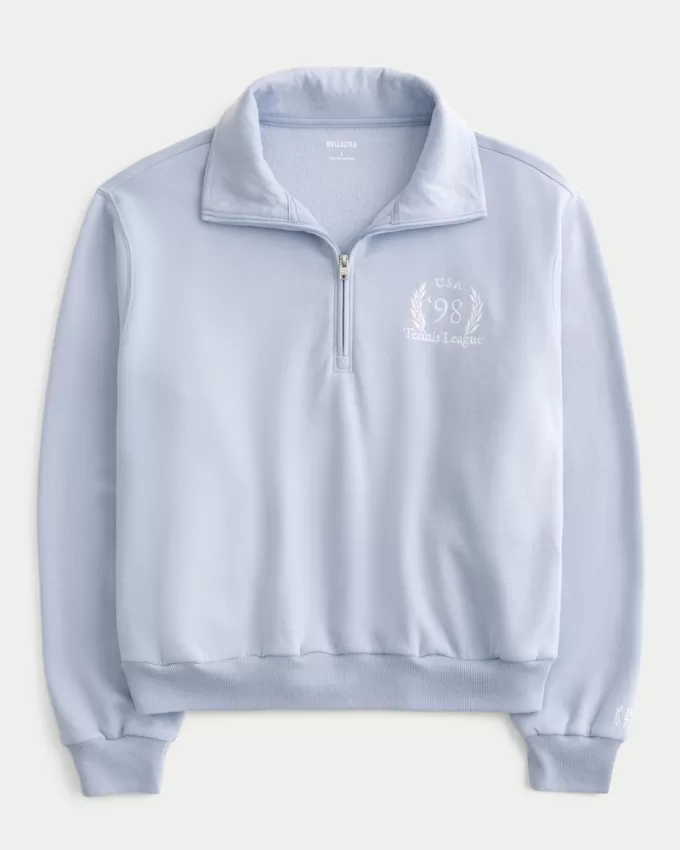 Easy Tennis Graphic Half-Zip Sweatshirt,Easy Tennis Graphic Half-Zip Sweatshirt