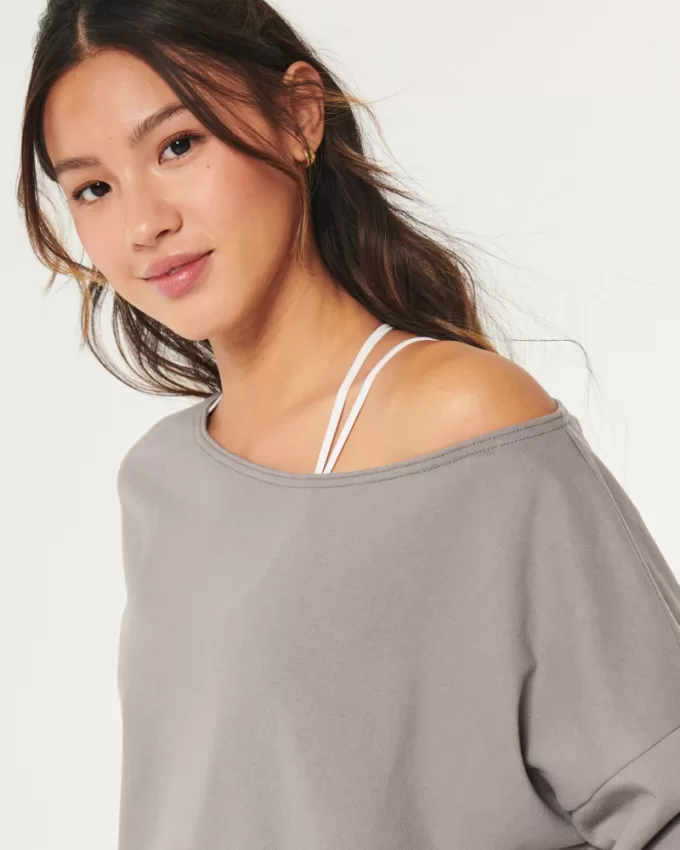 Easy Terry Off-the-Shoulder Sweatshirt,Easy Terry Off-the-Shoulder Sweatshirt Easy Terry Off-the-Shoulder Sweatshirt,Easy Terry Off-the-Shoulder Sweatshirt