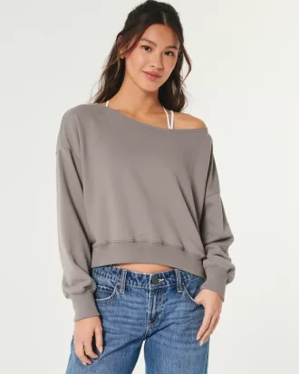 Easy Terry Off-the-Shoulder Sweatshirt,Easy Terry Off-the-Shoulder Sweatshirt