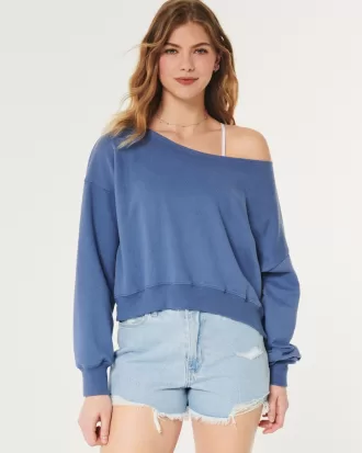 Easy Terry Off-the-Shoulder Sweatshirt,Easy Terry Off-the-Shoulder Sweatshirt