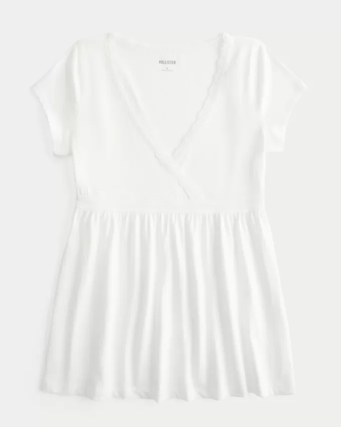 Easy Wrap-Front Babydoll Top,Easy Wrap-Front Babydoll Top Easy Wrap-Front Babydoll Top,Easy Wrap-Front Babydoll Top