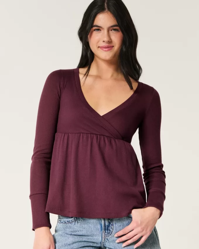 Easy Wrap-Front Babydoll Top,Easy Wrap-Front Babydoll Top