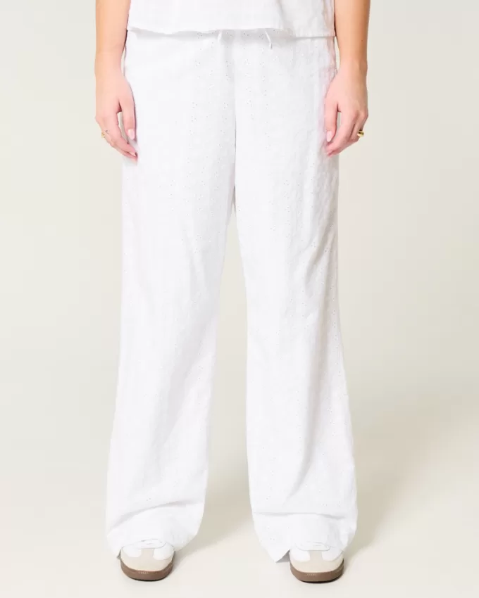 Eyelet Pull-On Baggy Pants,Eyelet Pull-On Baggy Pants Eyelet Pull-On Baggy Pants,Eyelet Pull-On Baggy Pants