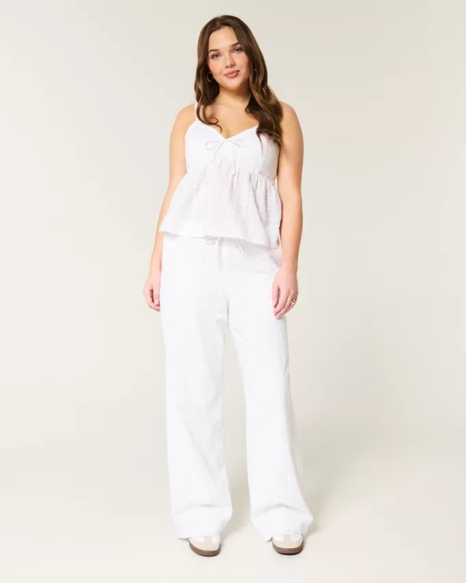 Eyelet Pull-On Baggy Pants,Eyelet Pull-On Baggy Pants Eyelet Pull-On Baggy Pants,Eyelet Pull-On Baggy Pants