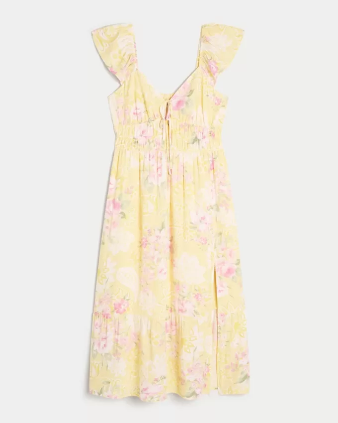 Flutter Sleeve Double-Tie Midi Dress,Flutter Sleeve Double-Tie Midi Dress Flutter Sleeve Double-Tie Midi Dress,Flutter Sleeve Double-Tie Midi Dress