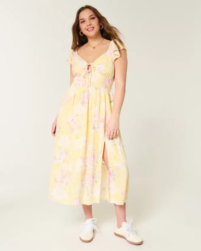 Flutter Sleeve Double-Tie Midi Dress,Flutter Sleeve Double-Tie Midi Dress Flutter Sleeve Double-Tie Midi Dress,Flutter Sleeve Double-Tie Midi Dress