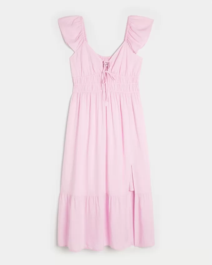 Flutter Sleeve Double-Tie Midi Dress,Flutter Sleeve Double-Tie Midi Dress Flutter Sleeve Double-Tie Midi Dress,Flutter Sleeve Double-Tie Midi Dress