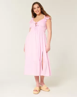 Flutter Sleeve Double-Tie Midi Dress,Flutter Sleeve Double-Tie Midi Dress Flutter Sleeve Double-Tie Midi Dress,Flutter Sleeve Double-Tie Midi Dress