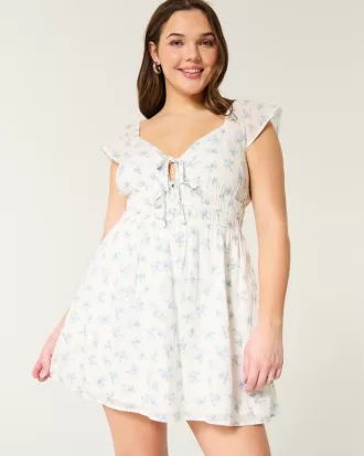 Flutter Sleeve Double-Tie Skort Dress,Flutter Sleeve Double-Tie Skort Dress Flutter Sleeve Double-Tie Skort Dress,Flutter Sleeve Double-Tie Skort Dress