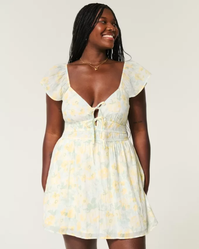 Flutter Sleeve Double-Tie Skort Dress,Flutter Sleeve Double-Tie Skort Dress Flutter Sleeve Double-Tie Skort Dress,Flutter Sleeve Double-Tie Skort Dress