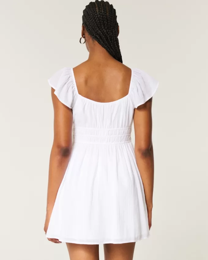 Flutter Sleeve Double-Tie Skort Dress,Flutter Sleeve Double-Tie Skort Dress Flutter Sleeve Double-Tie Skort Dress,Flutter Sleeve Double-Tie Skort Dress