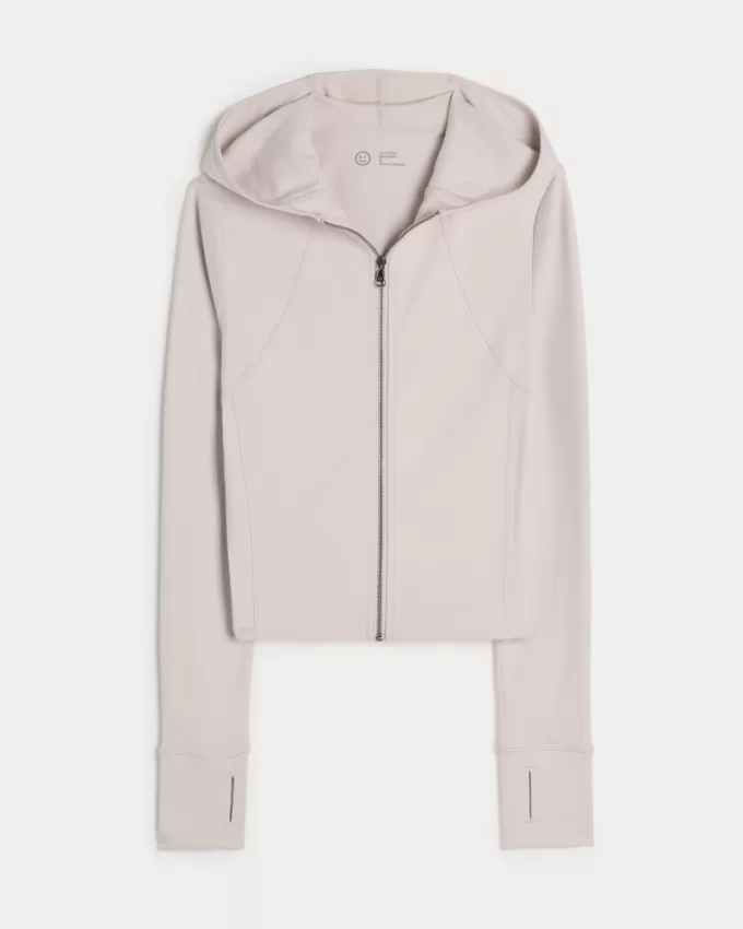 Gilly Hicks Active Recharge Hooded Crop Zip-Up Top,Gilly Hicks Active Recharge Hooded Crop Zip-Up Top