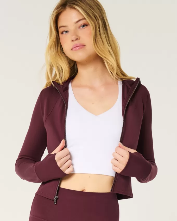 Gilly Hicks Active Recharge Hooded Crop Zip-Up Top,Gilly Hicks Active Recharge Hooded Crop Zip-Up Top Gilly Hicks Active Recharge Hooded Crop Zip-Up Top,Gilly Hicks Active Recharge Hooded Crop Zip-Up Top