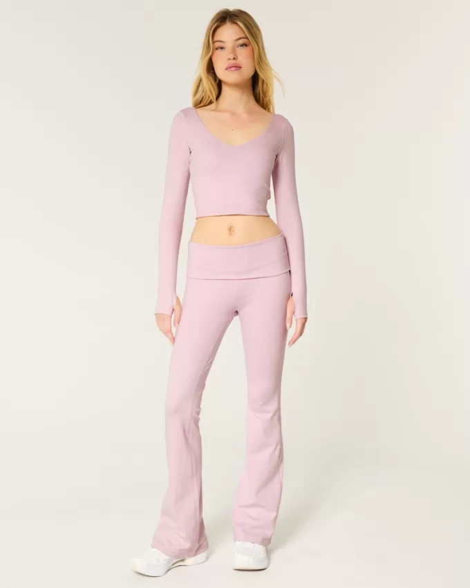 Gilly Hicks Active Recharge Long-Sleeve Plunge Top,Gilly Hicks Active Recharge Long-Sleeve Plunge Top