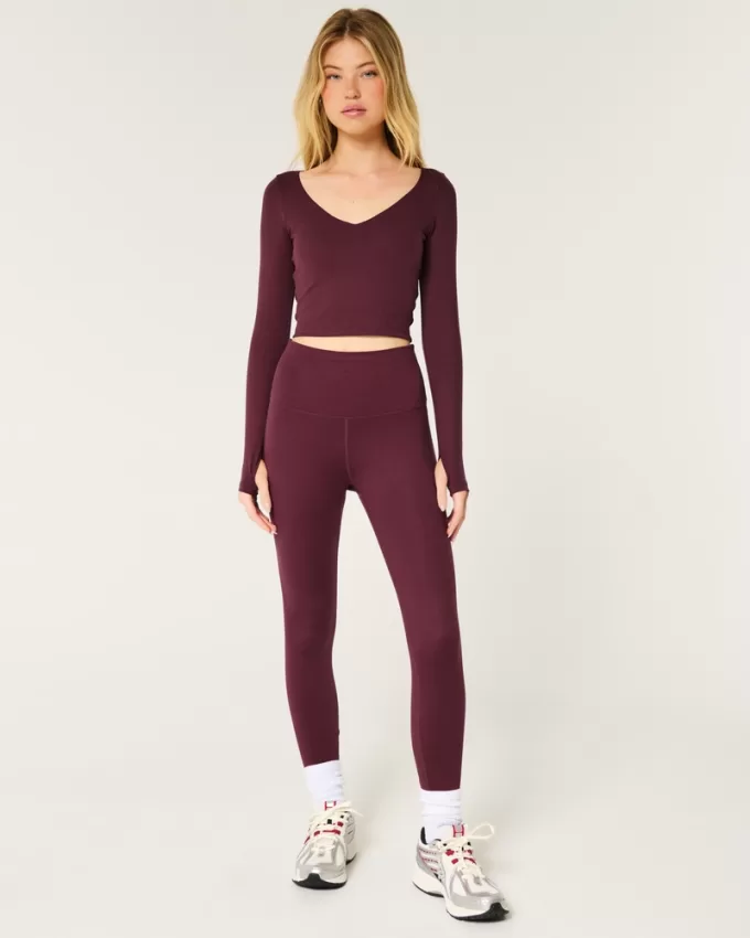 Gilly Hicks Active Recharge Long-Sleeve Plunge Top,Gilly Hicks Active Recharge Long-Sleeve Plunge Top