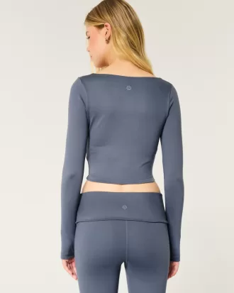 Gilly Hicks Active Recharge Long-Sleeve Plunge Top,Gilly Hicks Active Recharge Long-Sleeve Plunge Top