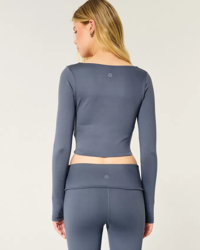 Gilly Hicks Active Recharge Long-Sleeve Plunge Top,Gilly Hicks Active Recharge Long-Sleeve Plunge Top