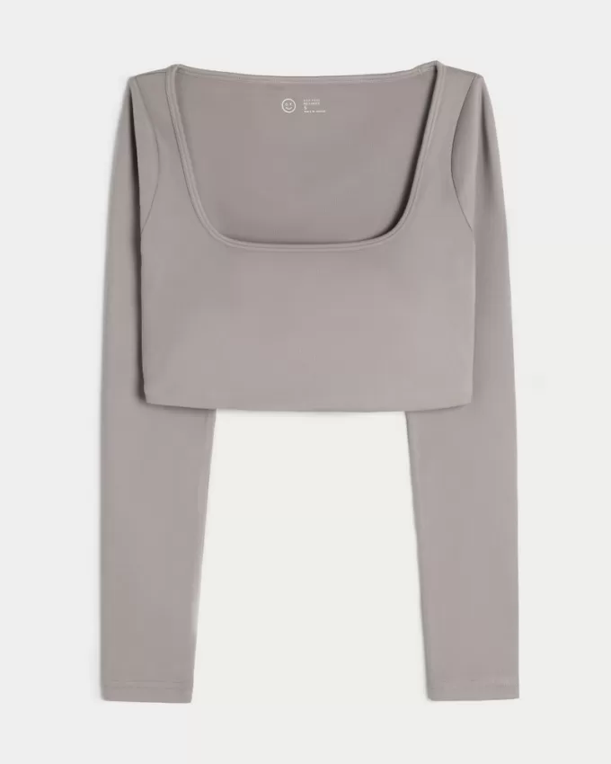 Gilly Hicks Active Recharge Ultra-Crop Long-Sleeve Top,Gilly Hicks Active Recharge Ultra-Crop Long-Sleeve Top