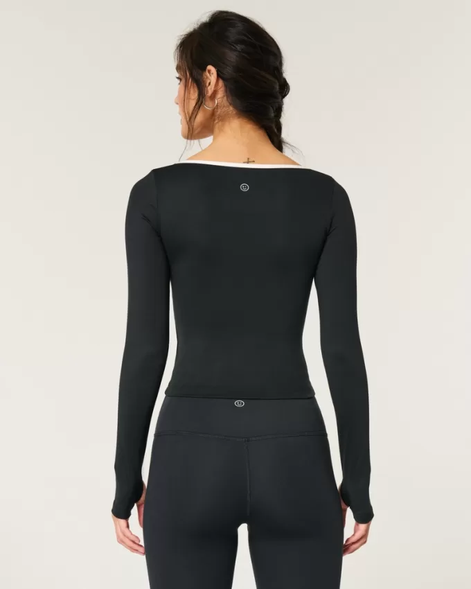 Gilly Hicks Active Recharge Under-Bust Long-Sleeve Top,Gilly Hicks Active Recharge Under-Bust Long-Sleeve Top