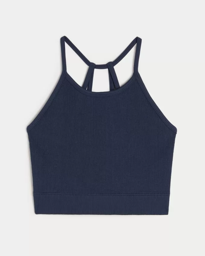 Gilly Hicks Active Ribbed Seamless Fabric High-Neck Tank,Gilly Hicks Active Ribbed Seamless Fabric High-Neck Tank