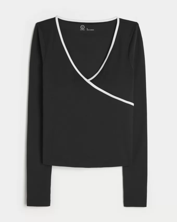 Gilly Hicks Active Tipped Wrap Top,Gilly Hicks Active Tipped Wrap Top Gilly Hicks Active Tipped Wrap Top,Gilly Hicks Active Tipped Wrap Top