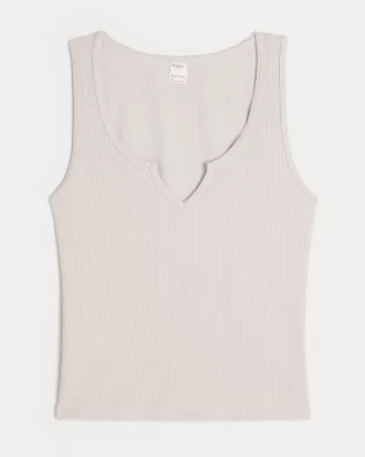 Gilly Hicks Cozy Waffle Notch-Neck Tank,Gilly Hicks Cozy Waffle Notch-Neck Tank