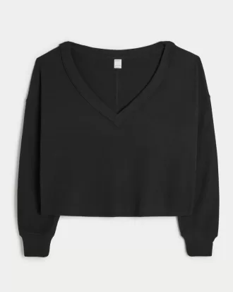 Gilly Hicks Off-the-Shoulder V-Neck Waffle Top,Gilly Hicks Off-the-Shoulder V-Neck Waffle Top