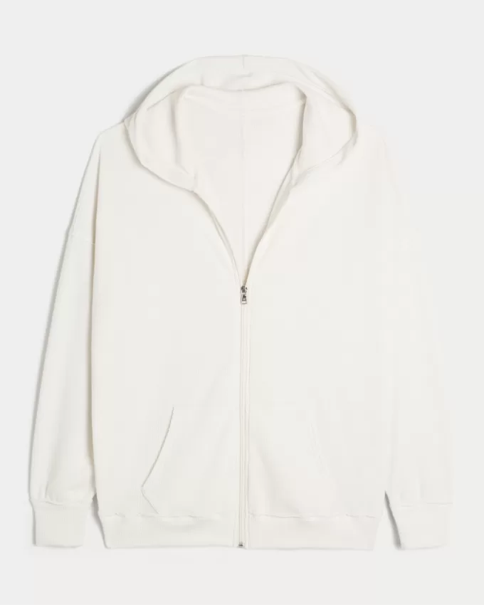 Gilly Hicks Oversized Waffle Zip-Up Hoodie,Gilly Hicks Oversized Waffle Zip-Up Hoodie