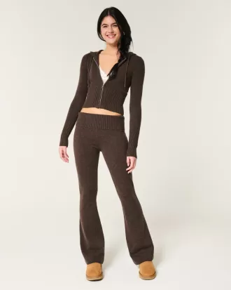 Gilly Hicks Sweater-Knit Foldover Waist Flare Pants,Gilly Hicks Sweater-Knit Foldover Waist Flare Pants
