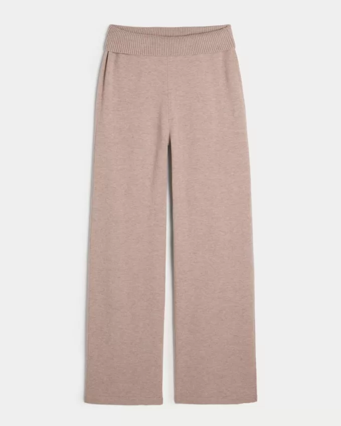 Gilly Hicks Sweater-Knit Foldover Waist Straight Pants,Gilly Hicks Sweater-Knit Foldover Waist Straight Pants