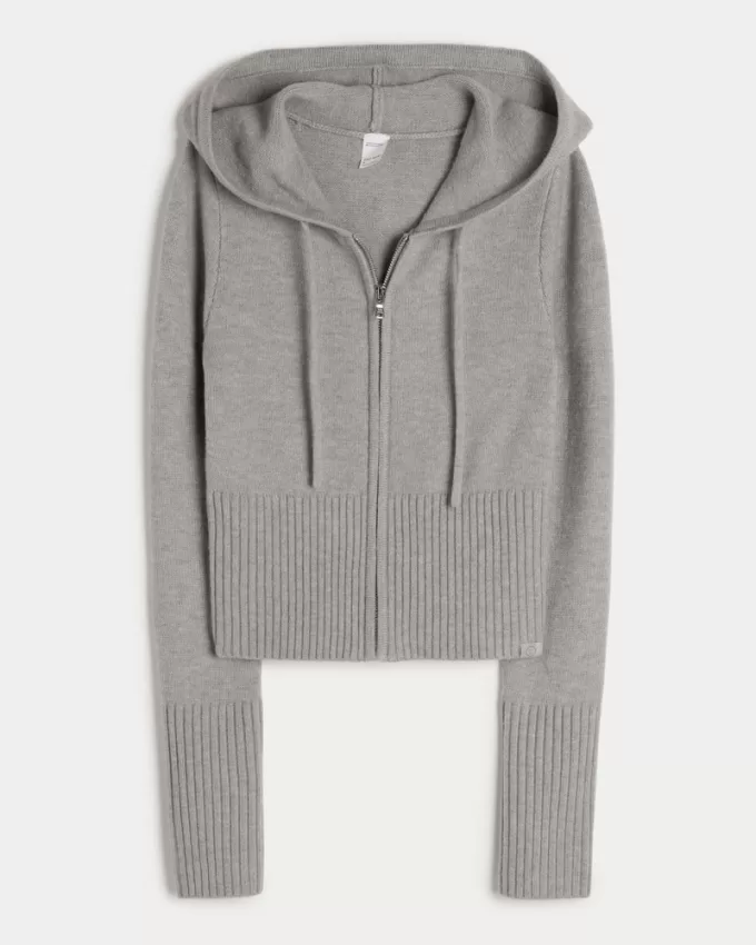 Gilly Hicks Sweater-Knit Zip-Up Hoodie,Gilly Hicks Sweater-Knit Zip-Up Hoodie