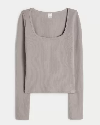 Gilly Hicks Waffle Wide-Neck Top,Gilly Hicks Waffle Wide-Neck Top
