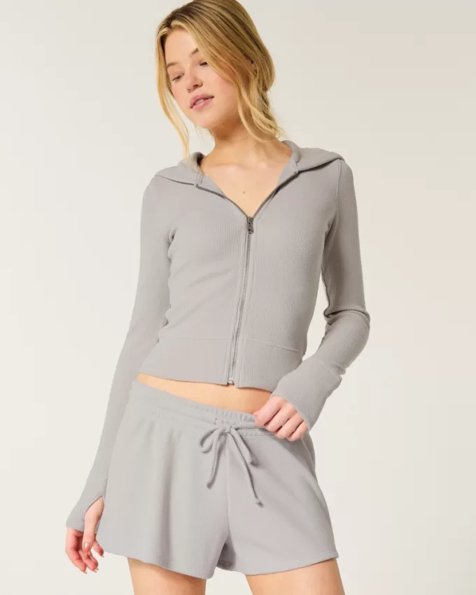 Gilly Hicks Waffle Zip-Up Hoodie,Gilly Hicks Waffle Zip-Up Hoodie