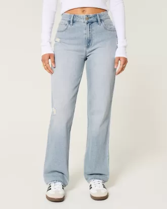 High-Rise Distressed Light Wash Straight Jeans,High-Rise Distressed Light Wash Straight Jeans High-Rise Distressed Light Wash Straight Jeans,High-Rise Distressed Light Wash Straight Jeans