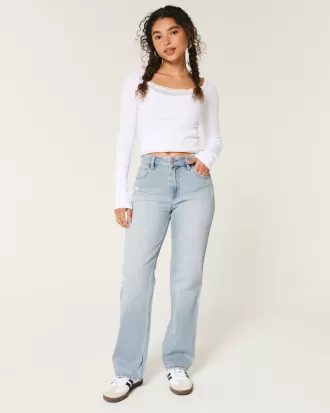 High-Rise Distressed Light Wash Straight Jeans,High-Rise Distressed Light Wash Straight Jeans High-Rise Distressed Light Wash Straight Jeans,High-Rise Distressed Light Wash Straight Jeans