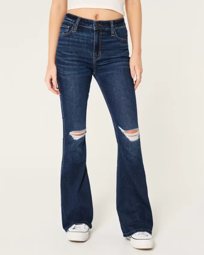 High-Rise Ripped Dark Wash Flare Jeans,High-Rise Ripped Dark Wash Flare Jeans High-Rise Ripped Dark Wash Flare Jeans,High-Rise Ripped Dark Wash Flare Jeans