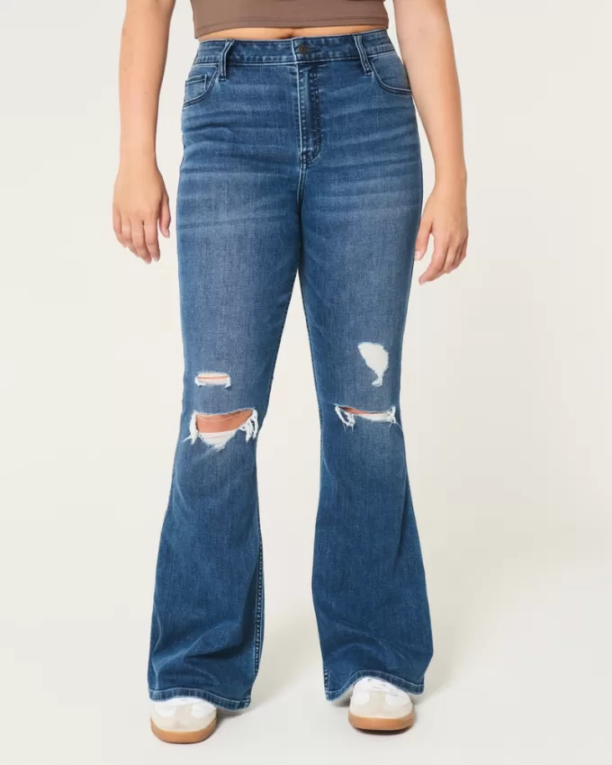 High-Rise Ripped Medium Wash Flare Jeans,High-Rise Ripped Medium Wash Flare Jeans High-Rise Ripped Medium Wash Flare Jeans,High-Rise Ripped Medium Wash Flare Jeans