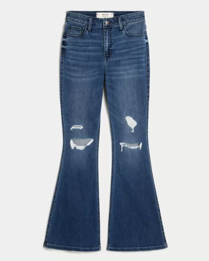 High-Rise Ripped Medium Wash Flare Jeans,High-Rise Ripped Medium Wash Flare Jeans High-Rise Ripped Medium Wash Flare Jeans,High-Rise Ripped Medium Wash Flare Jeans