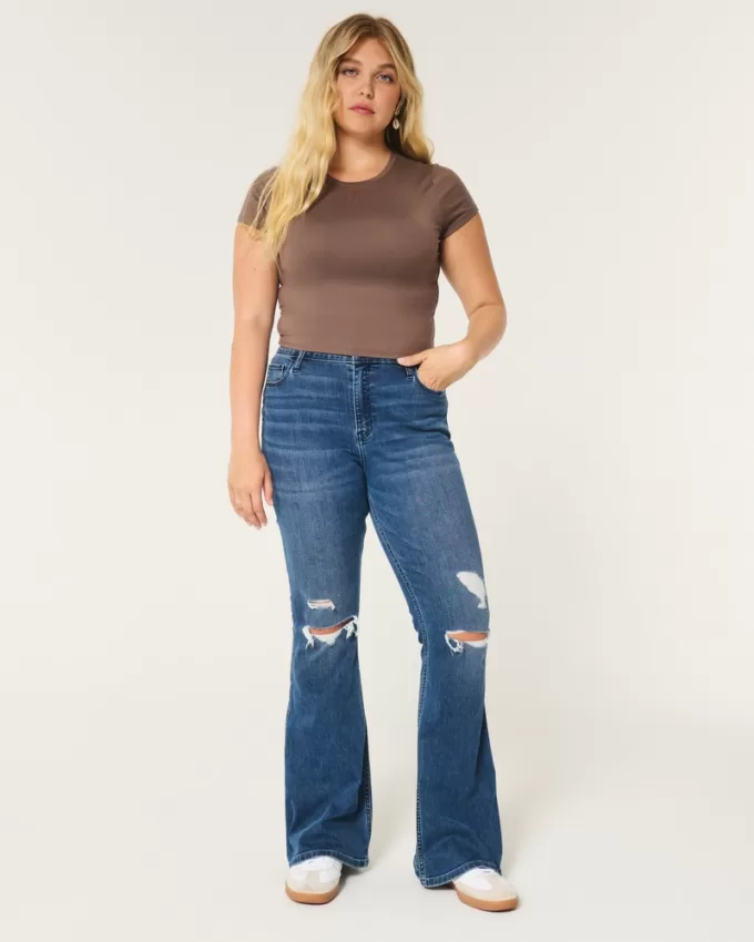 High-Rise Ripped Medium Wash Flare Jeans,High-Rise Ripped Medium Wash Flare Jeans High-Rise Ripped Medium Wash Flare Jeans,High-Rise Ripped Medium Wash Flare Jeans