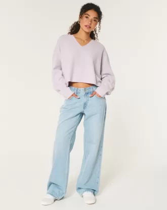 Hollister Comfy Cloud Boxy Notch-Neck Sweater,Hollister Comfy Cloud Boxy Notch-Neck Sweater
