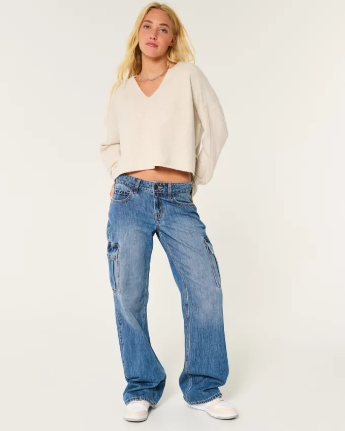 Hollister Comfy Cloud Boxy Notch-Neck Sweater,Hollister Comfy Cloud Boxy Notch-Neck Sweater