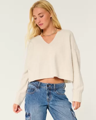 Hollister Comfy Cloud Boxy Notch-Neck Sweater,Hollister Comfy Cloud Boxy Notch-Neck Sweater