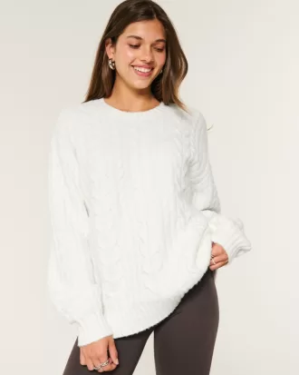 Hollister Comfy Cloud Cable-Knit Crew Sweater,Hollister Comfy Cloud Cable-Knit Crew Sweater