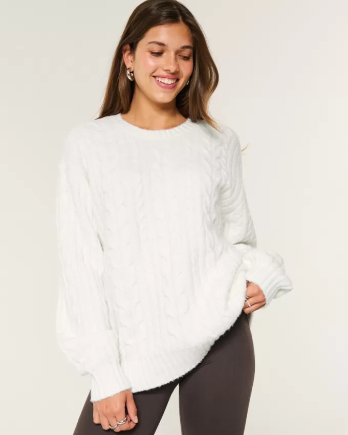 Hollister Comfy Cloud Cable-Knit Crew Sweater,Hollister Comfy Cloud Cable-Knit Crew Sweater