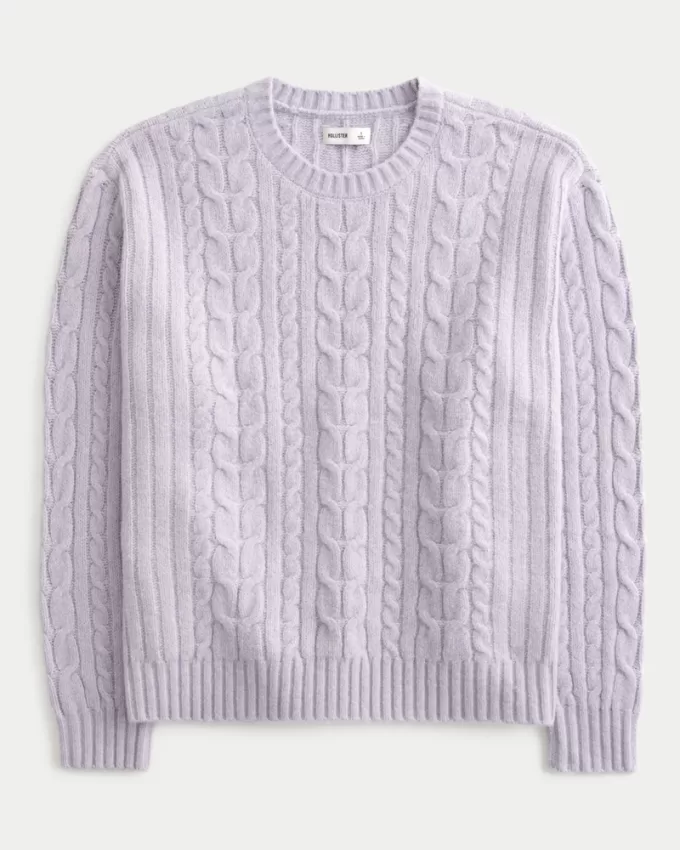 Hollister Comfy Cloud Cable-Knit Crew Sweater,Hollister Comfy Cloud Cable-Knit Crew Sweater