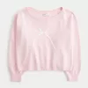 Hollister Comfy Cloud Easy Off-the-Shoulder Bow Graphic Sweater,Hollister Comfy Cloud Easy Off-the-Shoulder Bow Graphic Sweater