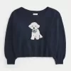 Hollister Comfy Cloud Easy Off-the-Shoulder Puppy Graphic Sweater,Hollister Comfy Cloud Easy Off-the-Shoulder Puppy Graphic Sweater