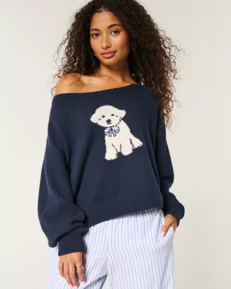 Hollister Comfy Cloud Easy Off-the-Shoulder Puppy Graphic Sweater,Hollister Comfy Cloud Easy Off-the-Shoulder Puppy Graphic Sweater Hollister Comfy Cloud Easy Off-the-Shoulder Puppy Graphic Sweater,Hollister Comfy Cloud Easy Off-the-Shoulder Puppy Graphic Sweater